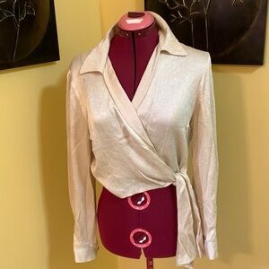 Wrap v neck top with a side tie